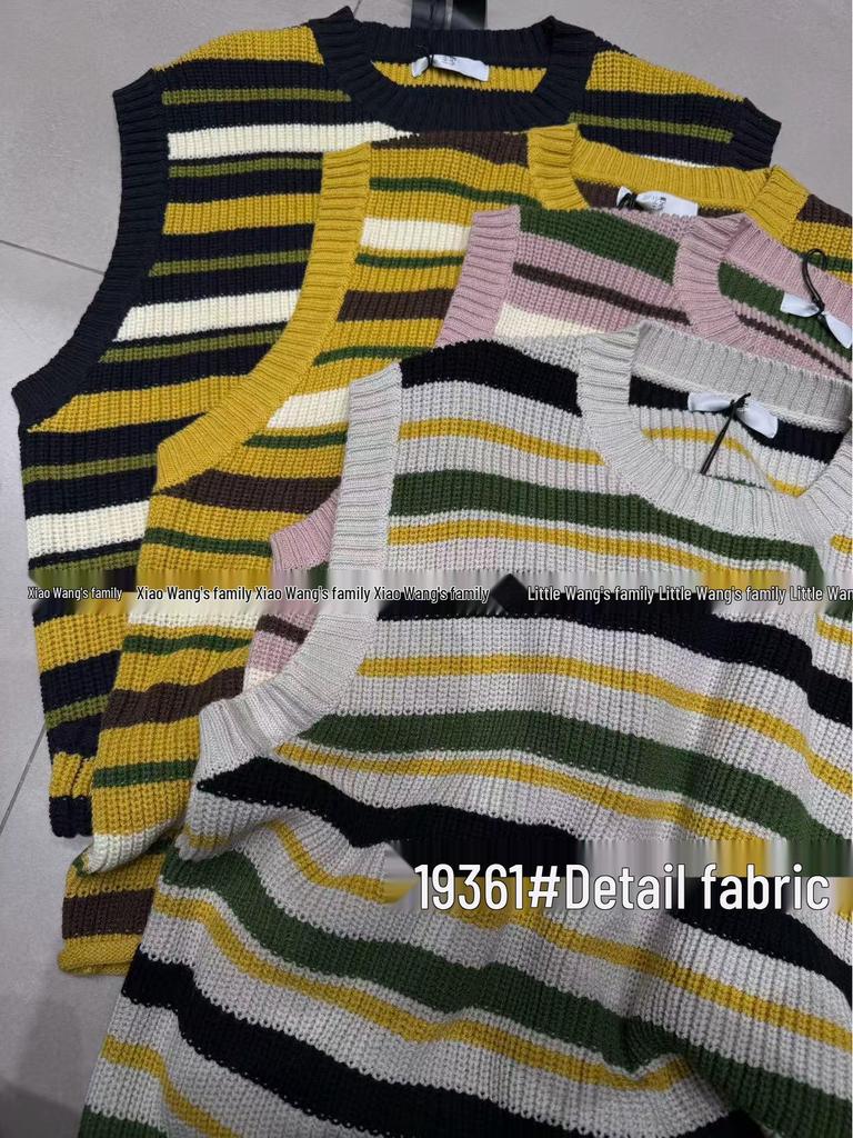 Xiao Wang's Spring Korean Style Plus Size Striped Knit Vest