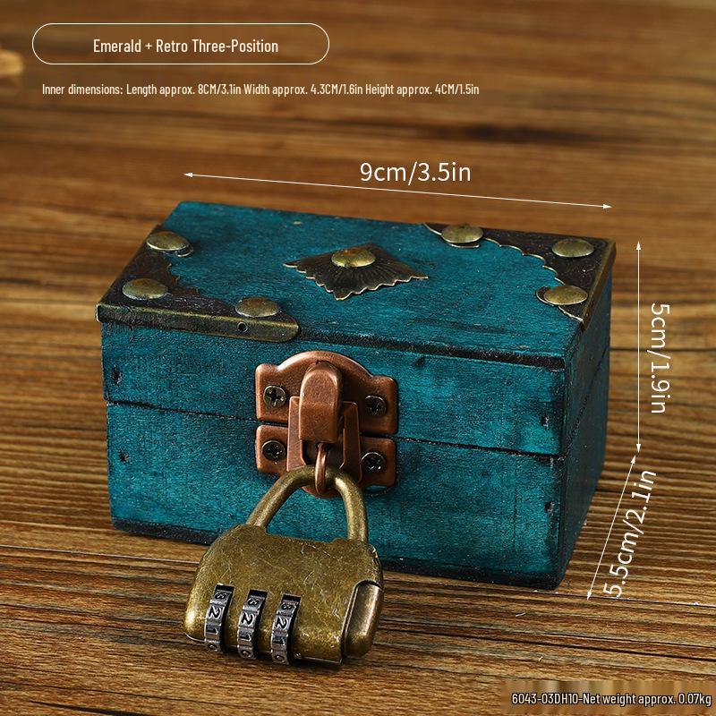 Retro Multi-Color Wooden Jewelry Box: Home Ornament & Escape Room Prop