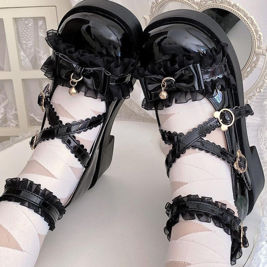 2025 Spring New Round Head Mary Jane Small Leather Shoes Lolita Bow Princess Height-increasing Legs Long Single Shoes