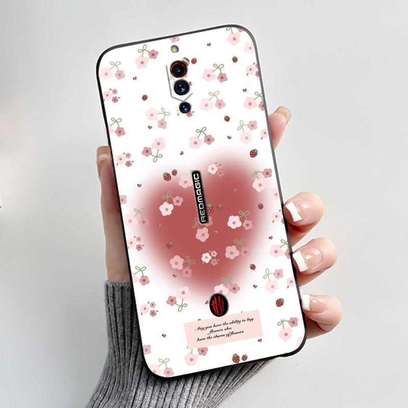 For ZTE Nubia RedMagic 5G Fundas Nubia Red Magic 5S Case Cover Soft Silicone Black Shell Printing Pattern Flower Cartoon Cases