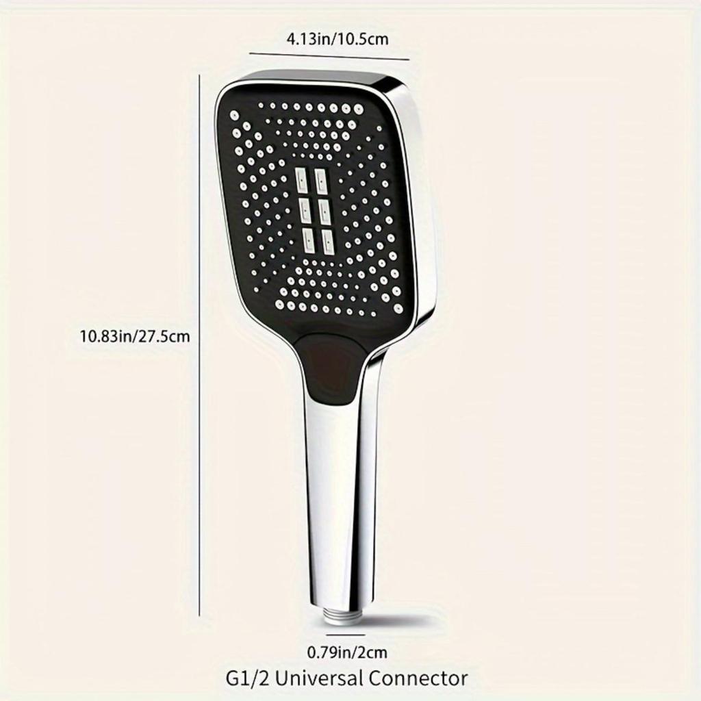 Square Button Shower Head: Super Pressurized Large Nozzle Rain Shower Handheld Showerhead Suitable for Household Water Heaters