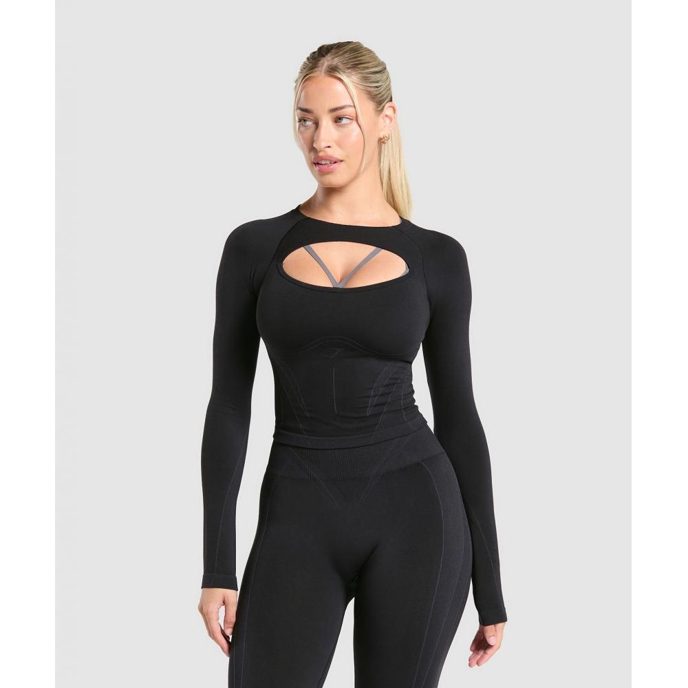 

Gymshark Apex Contrast Long Sleeve Top Black Brushed Grey Null B1b7n Bcjj XS