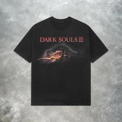 Dark Souls 3 Retro Y2K Schweres Baumwoll-T-Shirt Vintage Gaming Grafik-T-Shirt