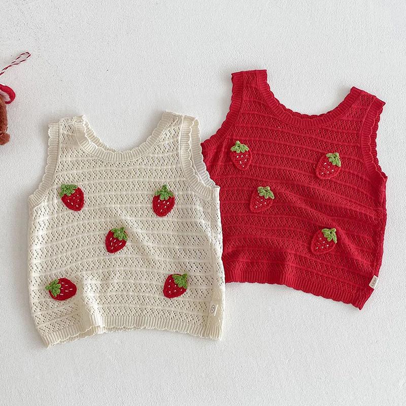 New Summer 0-5Yrs Baby Girls Clothing Sleeveless Knitted Hollow Vest Jeans Children Clothes Korean Style Kids Clothes Set