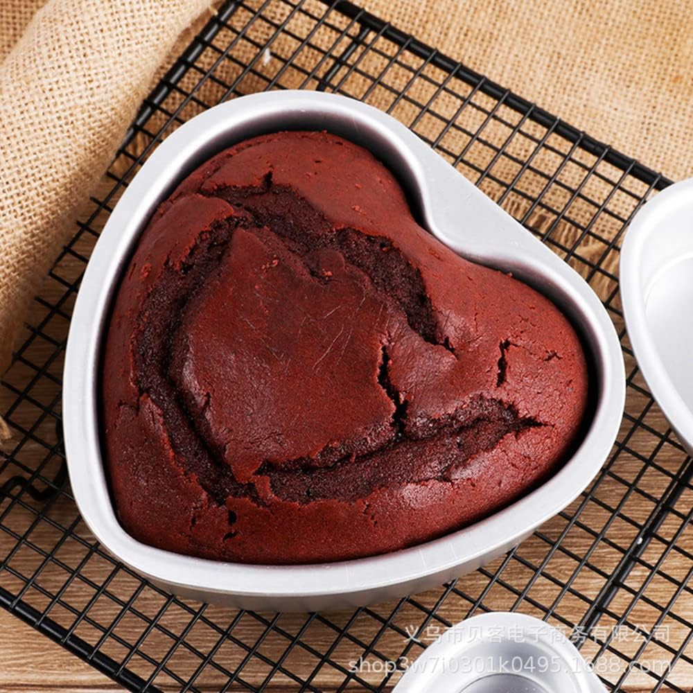 XIYUAN Set Of 4 Cake Pans, Heart Shaped Cake Baking Moulds, Mini Cake Pans, Aluminium Cake Pans 3 Inch, 4 Inch, 5 Inch, 6 Inch, For Home Party Cakes,
