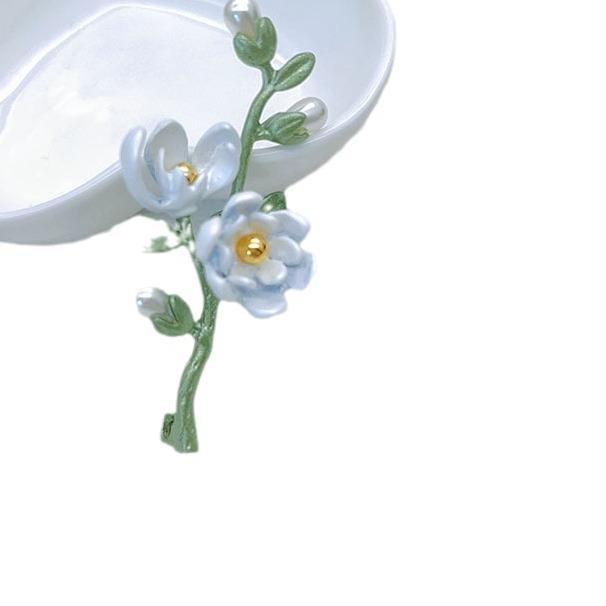 Broș Magnolie Albă - Accesoriu Guler High-end, Elegant, Acoperire Completă, Forma de Floare, Prindere Anti-orbire