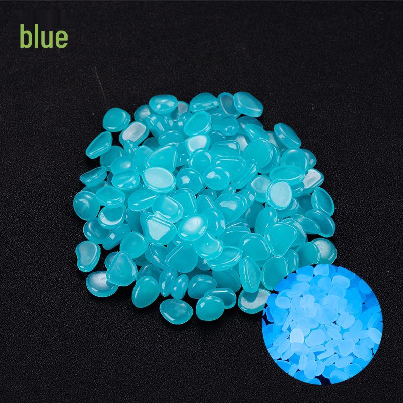 Luminous Stone Vase with Fluorescent Pebbles for Aquariums, Gardens, and Decorations Light Blue