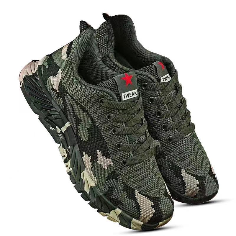 Frühling und Sommer neue Camouflage Fly-Woven Sportschuhe Outdoor Bergsteigen Freizeitschuhe Studenten Militärtraining Bequeme Trainingsschuhe