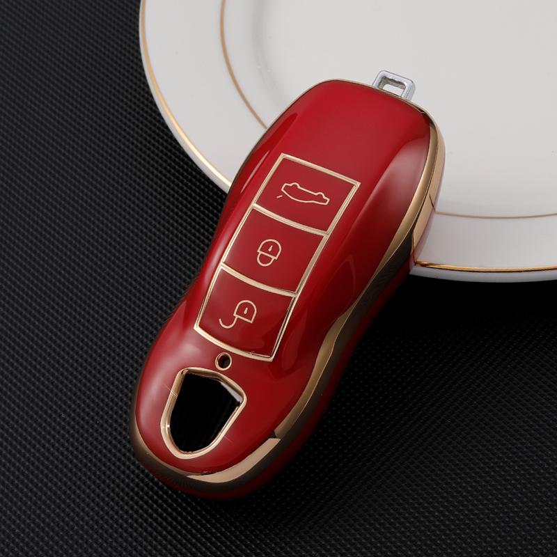 

Чехол для дистанционного ключа из ТПУ, защитный чехол для Porsche Panamera Spyder Carrera Macan Boxster Cayman Cayenne 911 970 981 911 Style A Key Case красный