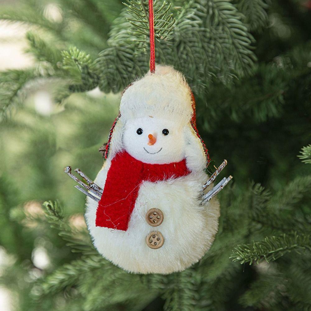 Red Scarf Plush Doll Pendant Xmas Ornament Christmas Tree Pendant New Year