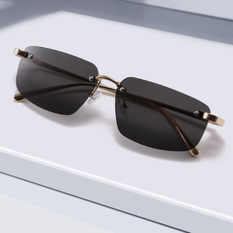 2026 New Frameless Beveled-Edge Sunglasses Women's Men's Y2K Street Style Fashion UV-Protective Eyewear Outdoor Travel Glasses