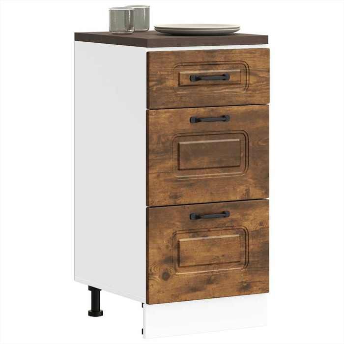 VidaXL Kitchen Cabinet Kalmar Smoked Oak Engineered Wood, Sink Unit, Kitchen Unit with Drawer, 854245 Furniture