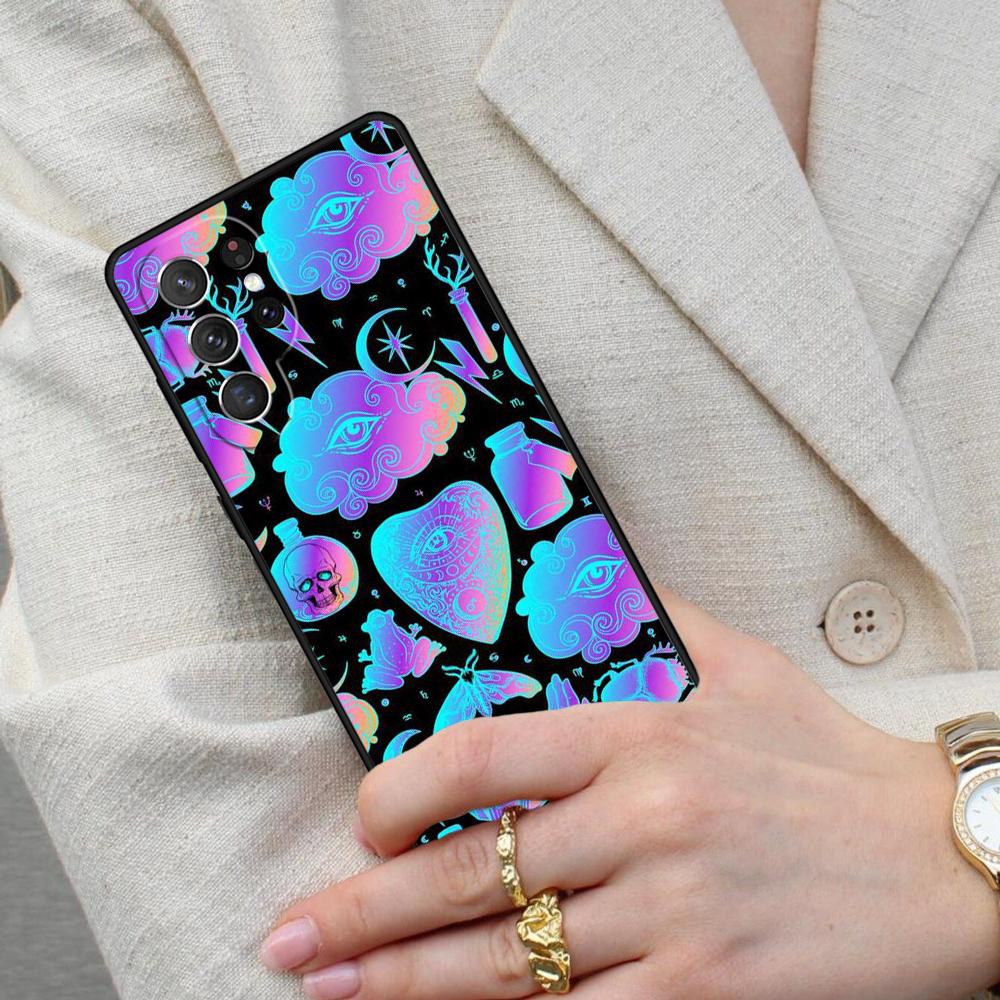 Girly Pastel Witch Goth Pattern SOFT Cell Phone Case for Samsung Galaxy S26 Ultra S25 S24 S23 S22 S21 S20 Note10 Cover