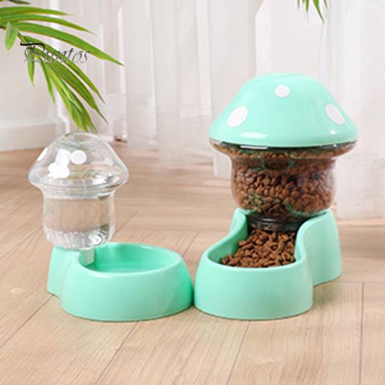 Pet Food Feeder 1 Set Cat Water Auto Replenishment Large Capacity Mushroom Dispenser Shape Dog Container Supplies Bowl