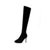 Women's Black Stiletto Over-the-Knee Boots with Velvet, 2025 Autumn/Winter Korean Style