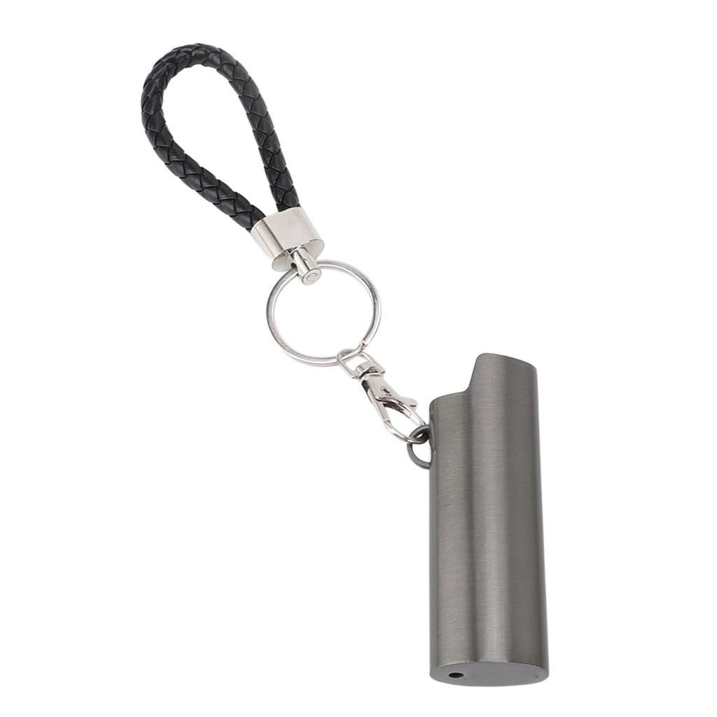 Lighter Holder Keychain with Spring Clip Aluminum Alloy Portable Lighter Case Sleeve Keychain for Outdoor Grey