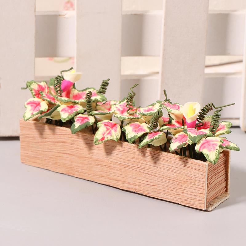 1:12 Dollhouse Miniature Flower Bushes Potted Plant Flower Bed Flower Bonsai Model Garden Home Decor Doll House Accessories