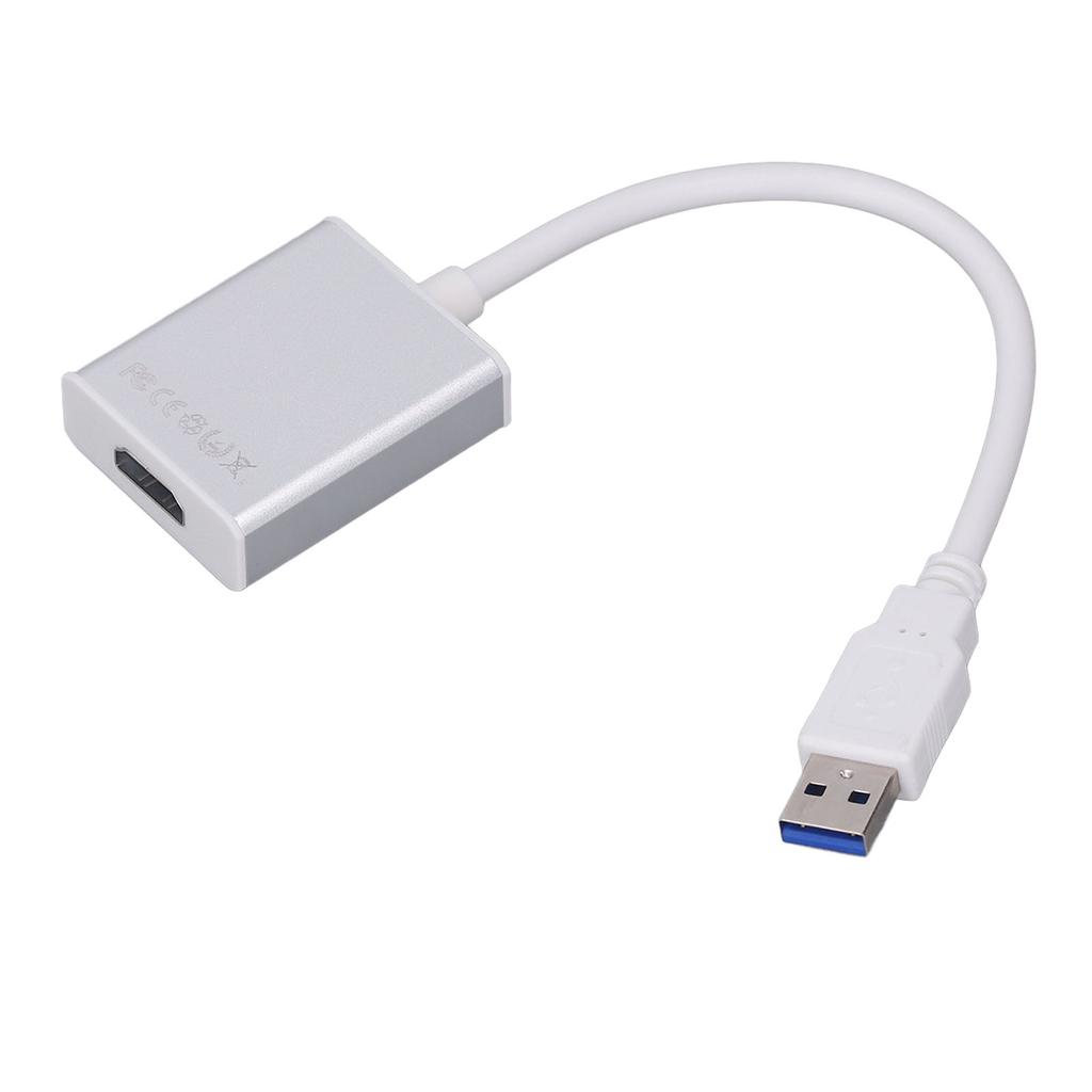 USB 3.0 to HD Multimedia Interface Adapter Aluminum Alloy Free Drive USB to HD Output Converter for Laptops Silver