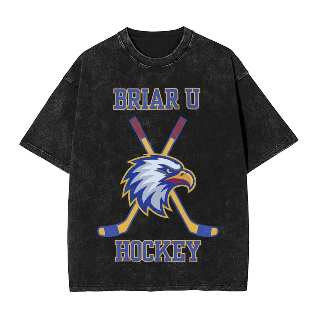 2026 Summer Fashion Trendy Tee Off Campus Briar University Hockey Washed T Shirt Streetwear Hip Hop Novelty T-Shirts Tees