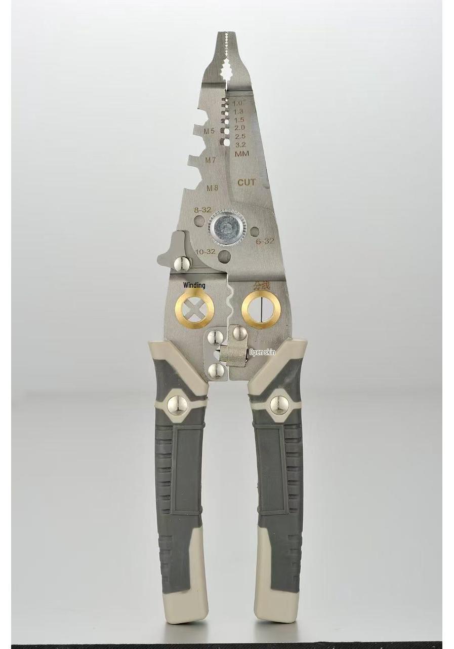8-in-1 Non-Slip Stainless Steel Wire Stripping & Needle Nose Pliers with Electrician s Multi-Function Features