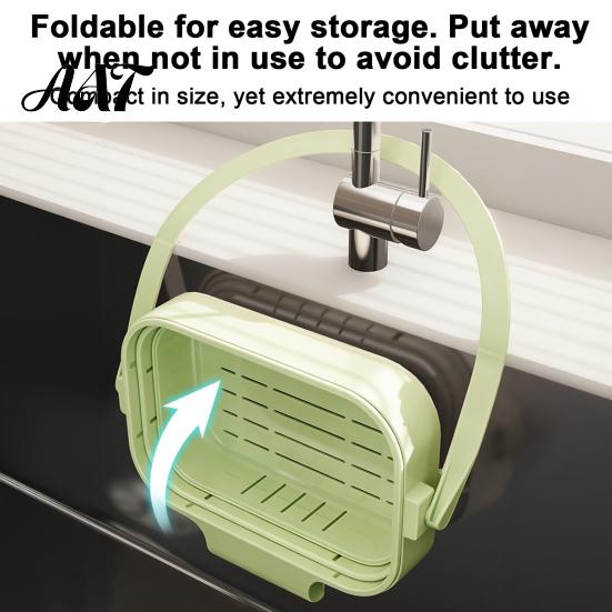 Kitchen Sink Drain Basket Hanging Basket, Foldable Stretchable Colander, Space Saving Food Waste Holder Strainer, Multi-functional Faucet Storage