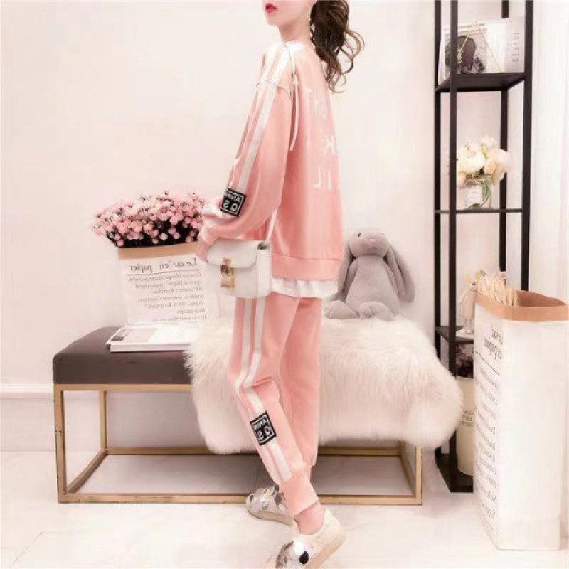 Fashion Casual Sports Suit for Women, Spring and Autumn Loose Long-sleeved Trousers, Thin Sweatshirt Two-piece Set