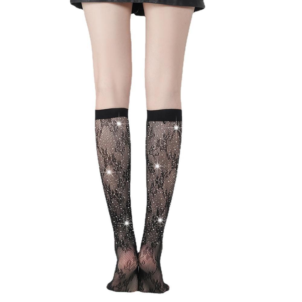 Legs socks medium tube socks hot diamond new short socks women's socks white diamond solid color