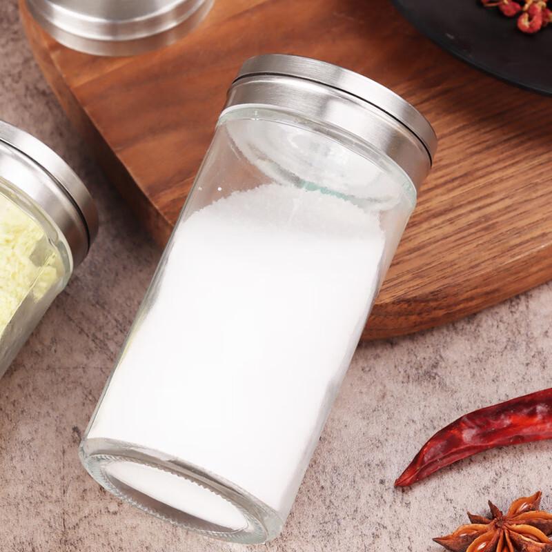 Baijie Glass Spice Shakers with Stainless Steel Lids, 4-Pack