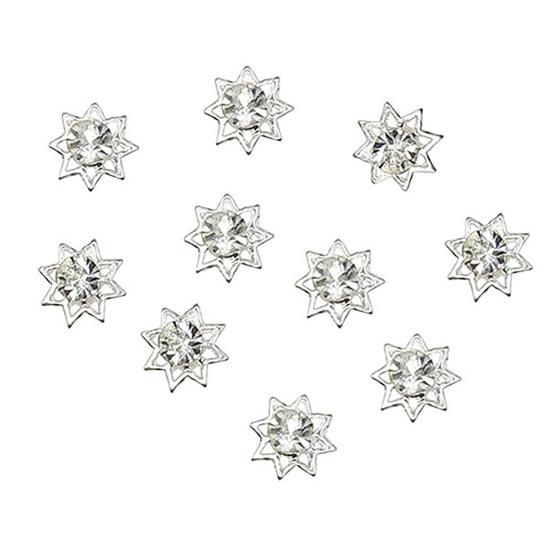 

10 шт. наклеек для ногтей, нежные полые звезды, стразы, смешанный дизайн, наклейки для дизайна ногтей для вечеринки белый