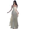 Niche light luxury suspender dress for women's new seaside vacation ruffle leaf edge temperament high-end fishtail dress