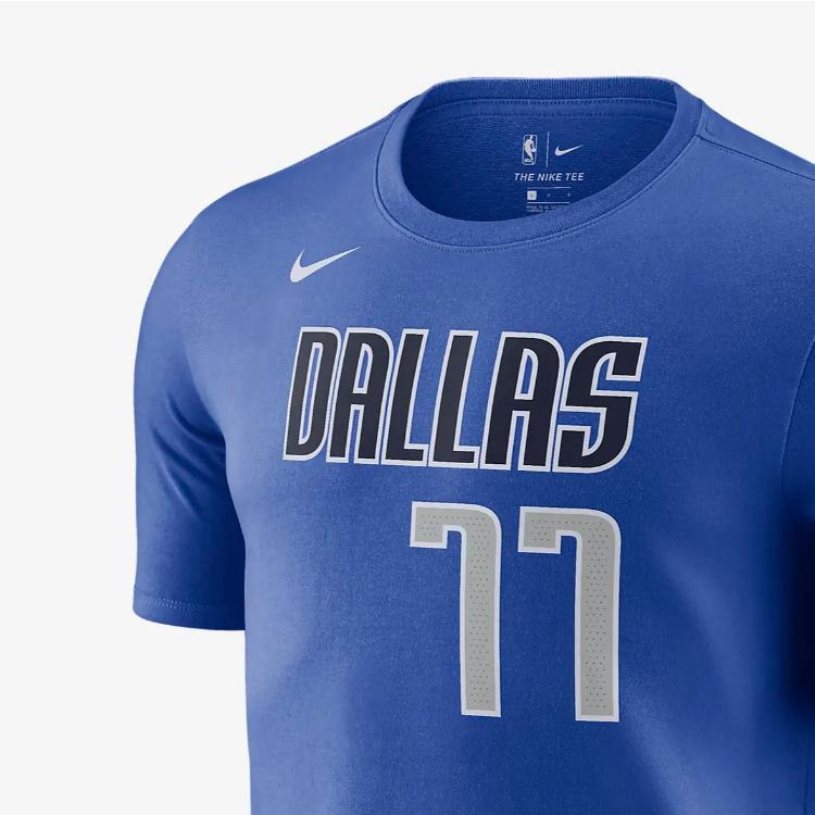 Nike Dallas Mavericks Luka Dončić No. 77 Breathable Casual Round Neck Short Sleeve T-Shirt Men Tops Blue CV8515-482