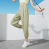 Li Ning Womens Fitness Series UPF 50+ Solid Color Reflective Elastic Waistband Cuffed Sports Pants Women Pants Yew-Green AKLT542-8