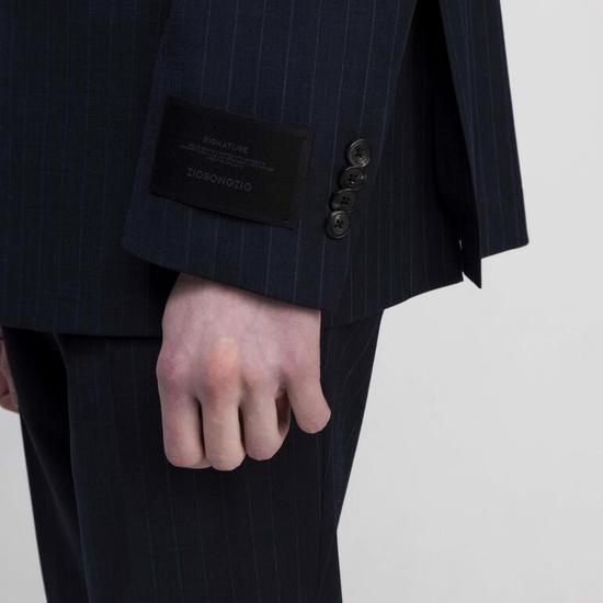 Giosongzio Signature Double Peaked Suit Navy Check ZF3SU371NY