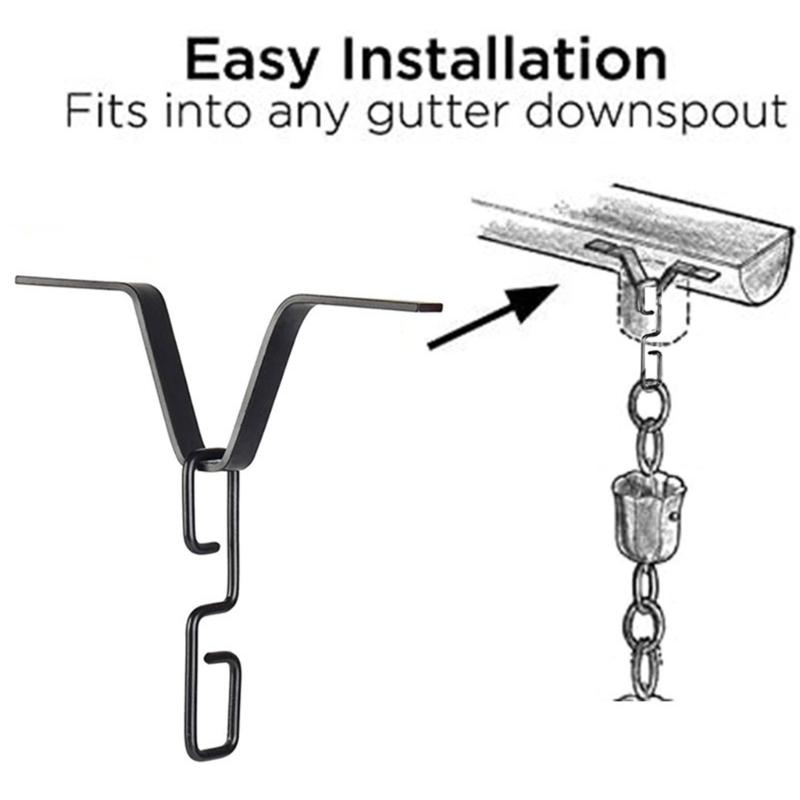 Rustproof V Hook Hanger Stable Gutters Adapter Practical Rain Chain Gutter Adapter for Efficient Rainwater Drainage