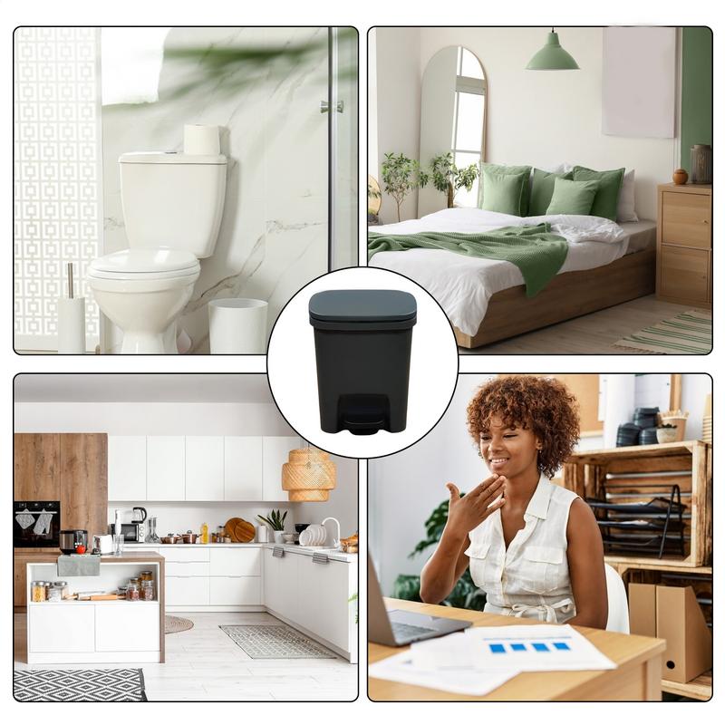 Bathroom Trash Can Hot Kitchen Trash Bin Rectangular Slim Garbage Can with Soft-Close Foot Pedal for Toilet Bedroom Living Room