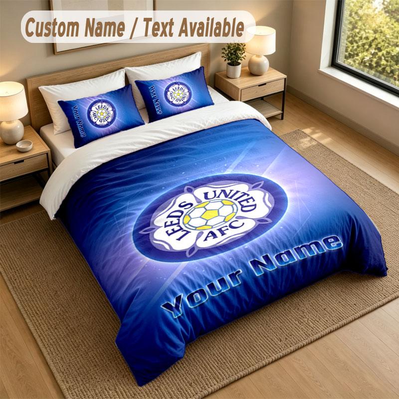 Bedding Set 1 Duvet Cover 2 Pillowcases Leeds United Print Soft Bed Linen Bedroom Decor