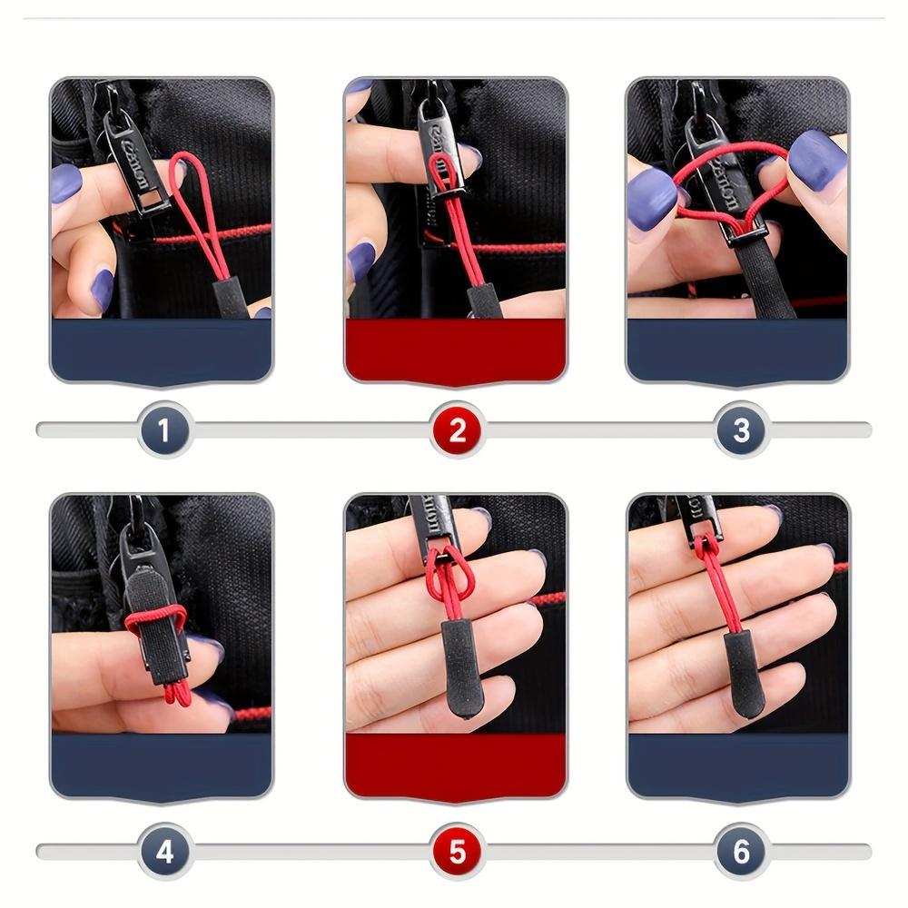 100pc Zipper Puller Black Extension Cord Tag Replacement Clip Broken Buckle Fixer Zip Cord Tab Travel Bag Suitcase Tent Backpack