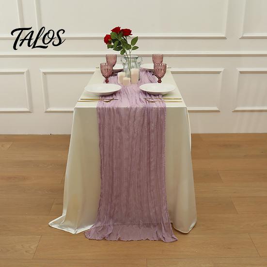Everyday Use Tablecloth Cheesecloth Table Runner, Boho Rustic Farmhouse Gauze Long Sheer Themed Party Runner Fabric for Wedding Tea Baby Shower