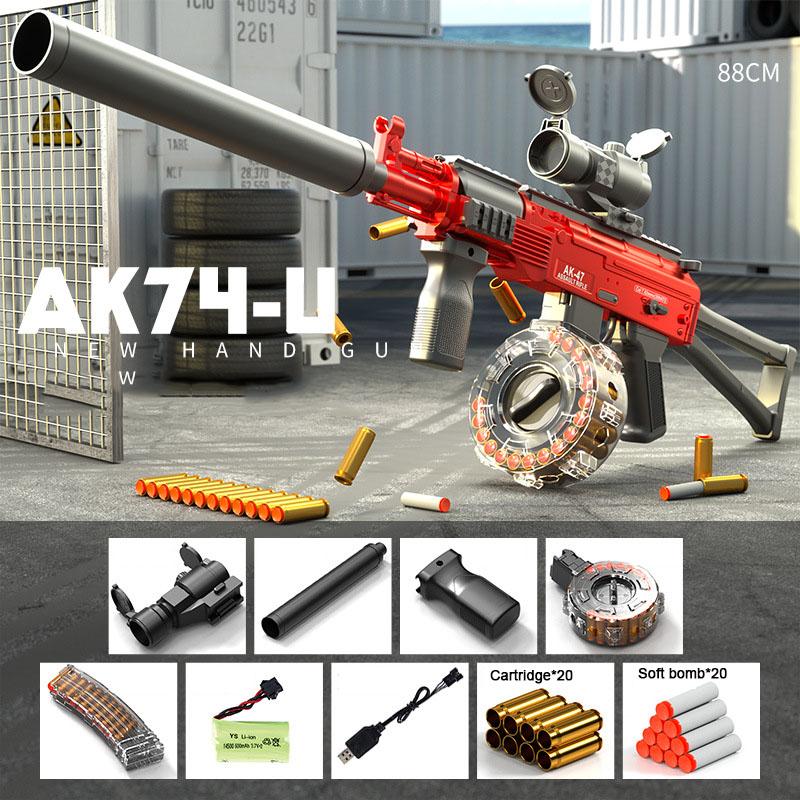 Новый ручной автоматический интегрированный пистолет с мягкими пулями, детский игрушечный пистолет АК-47, пистолет с электрическим выбросом гильз и мягкими пулями