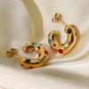 Chunky Stainless Steel Gold Plated Earrings for Women Irregular Pearl Rhinestone Statement Earring Jewelry