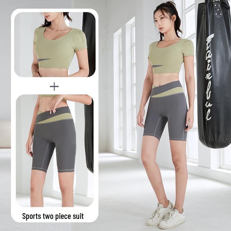 Color Block High-Waist Yoga Set: Quick-Dry, Tummy Control, Hip Lift, Two-Piece for Women