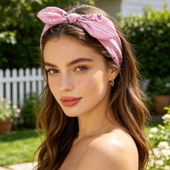 Elastic Headband Rabbit Ear Knot Design Elastic Hair Wrap Comfortable Secure Fit Wave Boosting Compression Hair Band