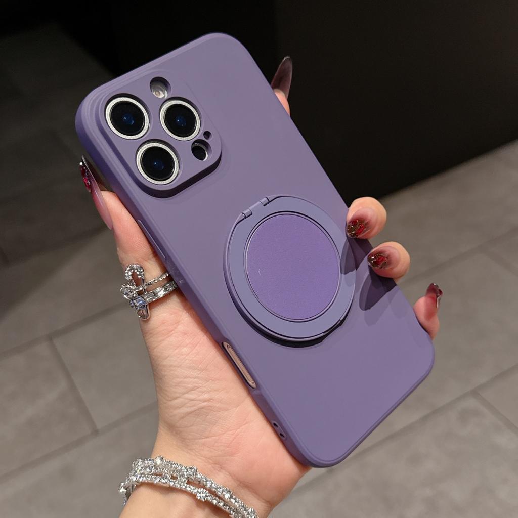 360° Rotate Stand Holder Liquid Silicone Case For iPhone 16 E 15 14 Plus 13 12 Mini 11 Pro Max Ring Kickstand Grip Bracket Cover
