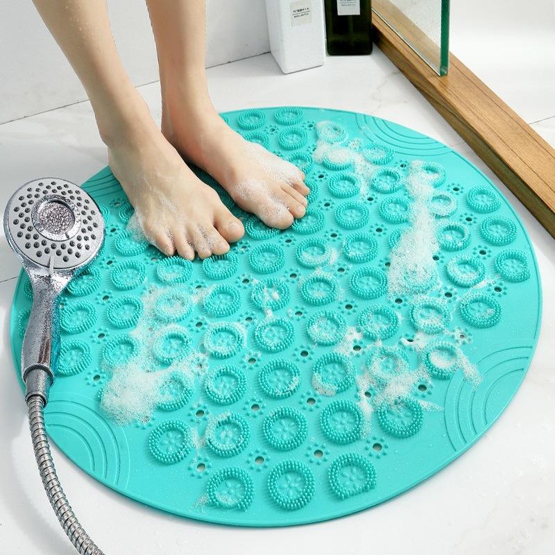 Round Bathroom Anti-slip Mat Shower Room Massage Mat Household Mat Bathroom Bath Silicone Foot Mat Bath Mat