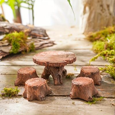 5Pcs Mini Tree Stumps Garden Art Accessories Resin Ornament, Gardening Landscape Accessories, Resin Creative Crafts Home Decoration