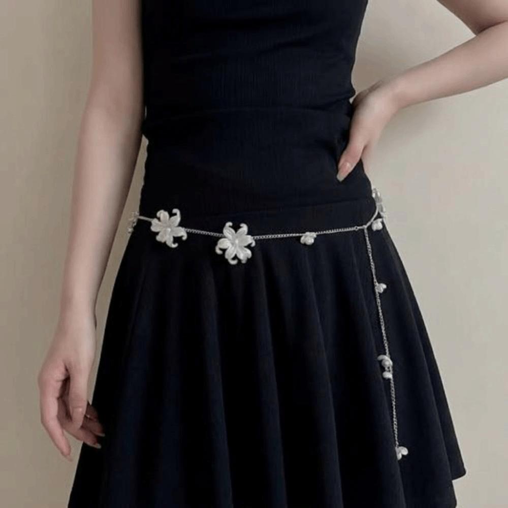 Y2K Flower Waist Chain Multi-layer Bohemian Body Chain Elegant Metal Belly Chain  Jeans Decoration