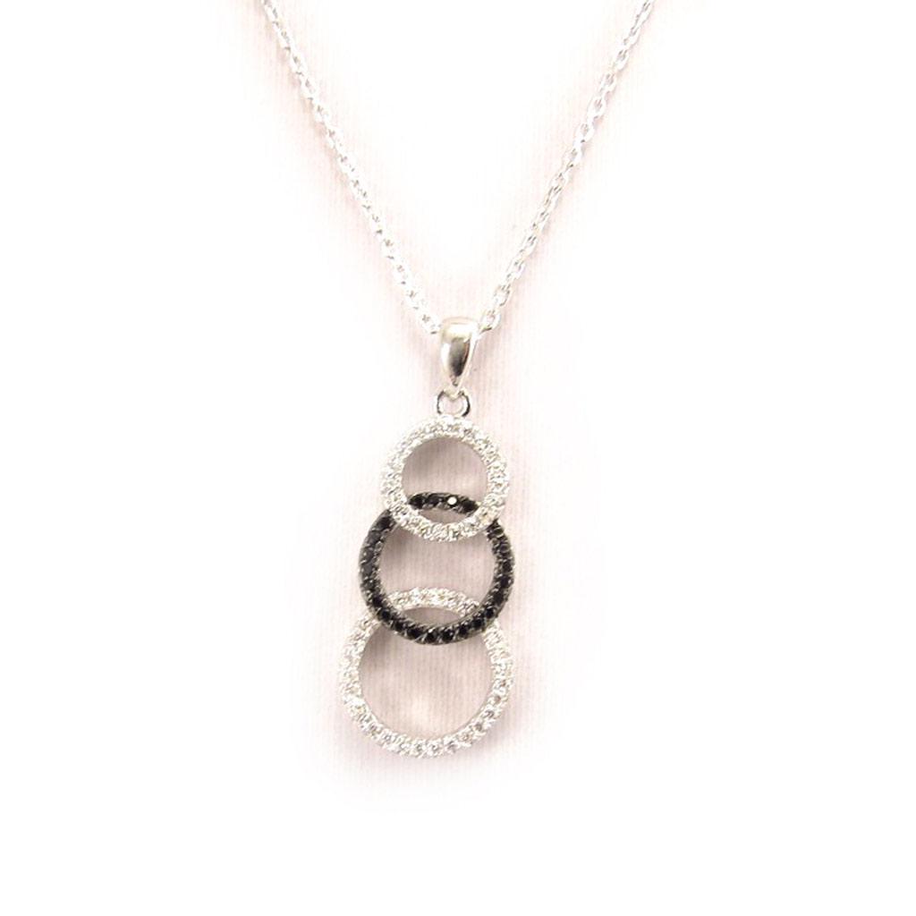 Altesse [L0181] - Collier Argent 'Scarlett' noir blanc