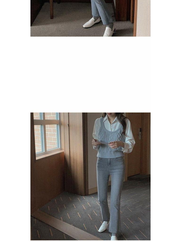 2024 Autumn Japanese Cable Knit Vest & Sleeveless Shirt Set - Slimming, Layered Ins Style
