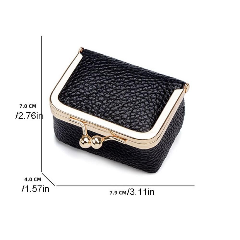 Genuine Leather Kiss Lock Coin Purse Solid Color Small Item Bag Leather Jewelry Bag  Earrings