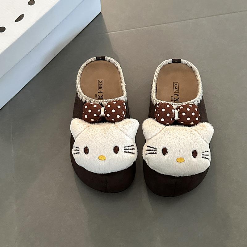 Three-dimensional Cat Bag Head Versatile Casual Slippers Women's Autumn and Winter Retro Cute Cartoon Outer Wear Thick-bottomed Bag Head Mop